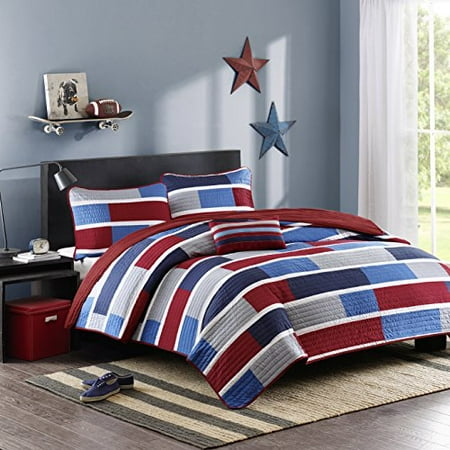 Mi Zone Bradley Quilted Coverlet Set Colorblocks Of Navy Blue