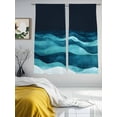 thumbnail image 3 of Navy Blue Sheer Curtains 72 Inches Long 2 Panels Green Water Ripple Abstract Gradient Coean Waves Light Filtering Semi Sheer Window Curtains Drapes for Bedroom Living Room 52"x72", 3 of 7