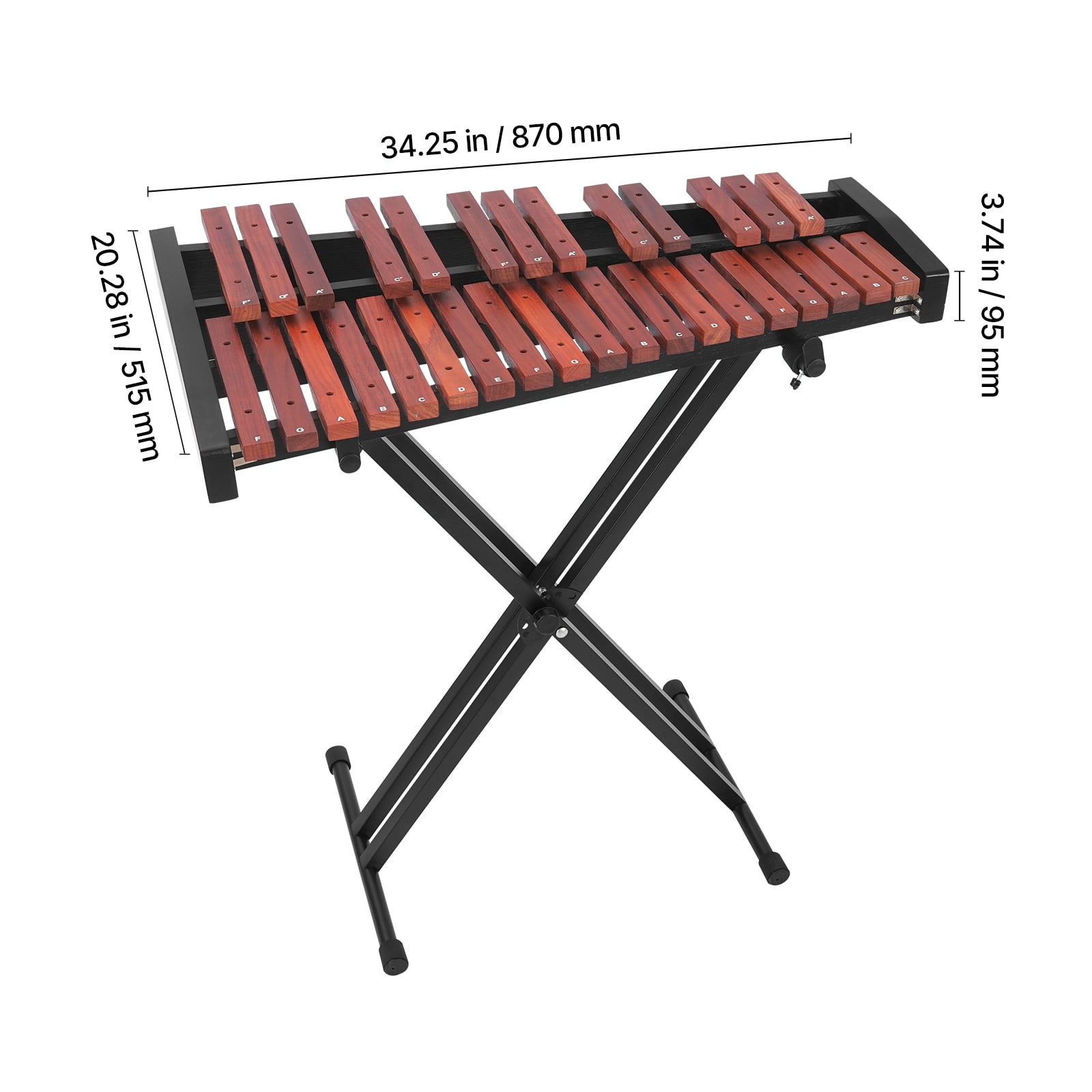 KFFKFF 32-Note Glockenspiel Xylophone with Adjustable Stand, Wooden Percussion Instrument Kit, Includes 4 Mallets and Carrying Bag, Suitable for Beginners, Adults, and Kids