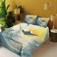 thumbnail image 4 of Ambesonne Ocean Fitted & Top Sheet Set with Shams, Cloudy Tropical Island, Beige Yellow Navy, 4 of 8
