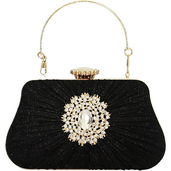 Glitter Clutch Purses For Women Pleated Diamond Evening Handbag For Bridal Wedding Party With Rhinestone Bag