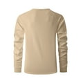 thumbnail image 5 of YUGYXL Henley Raglan Long Sleeve Shirts for Men Waffle Thermal Fashion Casual Tee Shirt Three Button Lightweight Pullover Khaki M, 5 of 9