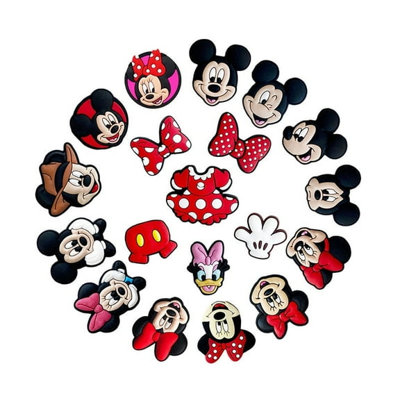 19 Pcs Cartoon Minnie Shoe Charms for Clog Sandals, Cute Shoes Decoration Charms for Teen Adults