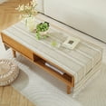 thumbnail image 2 of WCHUANG Coffee Table Cloth, Table Cover with Pockets and Tassel, Cotton Linen Rectangle Tablecloths Washer Dryer Fridge Top Dust Cover, 2 of 5