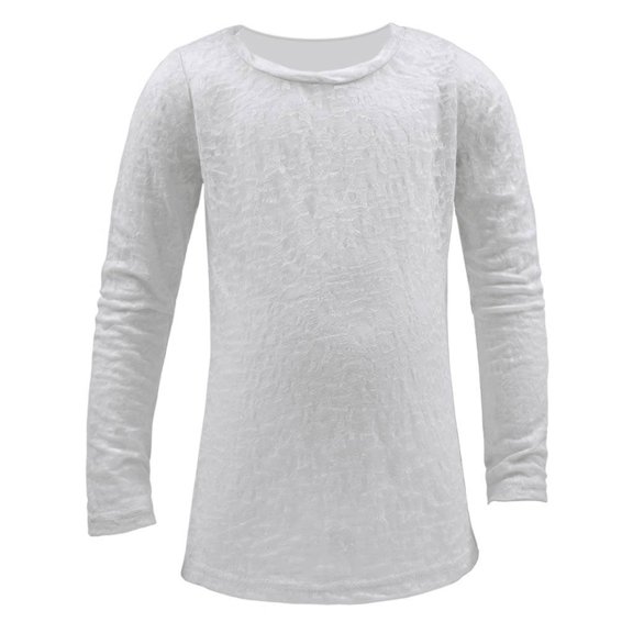 Kavio! Little Girls 3-6X Burnout Twisted Crew Neck Long Sleeve White 5/6