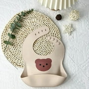 Baby bib waterproof silicone children's meal bib baby rice pocket female supplementary food rice pocket toddler's saliva pocket One Size Big Bear