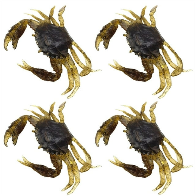 4 Señuelos Artificiales de Cangrejo para Pesca de 13 cm, Simulación 3D, Color Marrón
