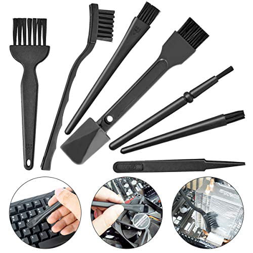 Xijoy 3 Pack Anti Static ESD Nylon Brush Black Plastic Round Handle Cleaning Brush for Computer Keyboard and Small Spaces Cleaner 