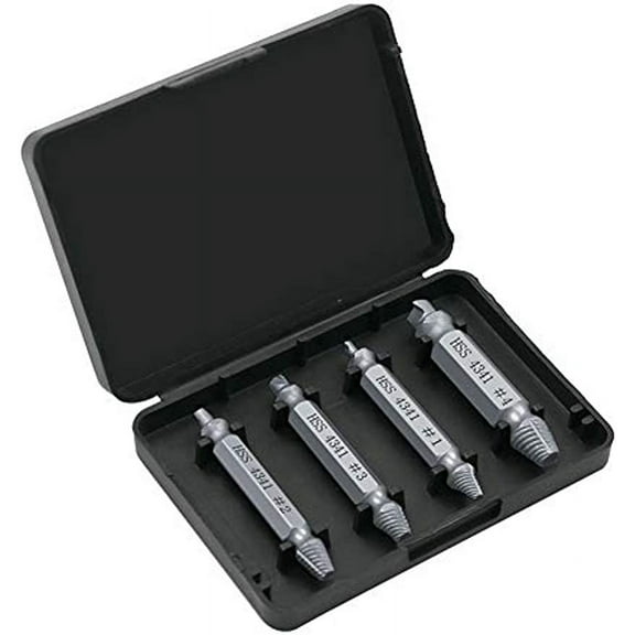 4pc HSS 4341 Double Ended Damaged Screw Extract Broken Breakage Heads Crew Extractors Wood Bolts Remover Extract Drill Tool