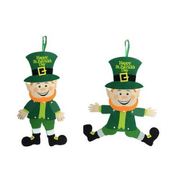 Saint Patrick's Day Decor ~ Smiling Jointed Felt Leprechaun Hanging Decoration