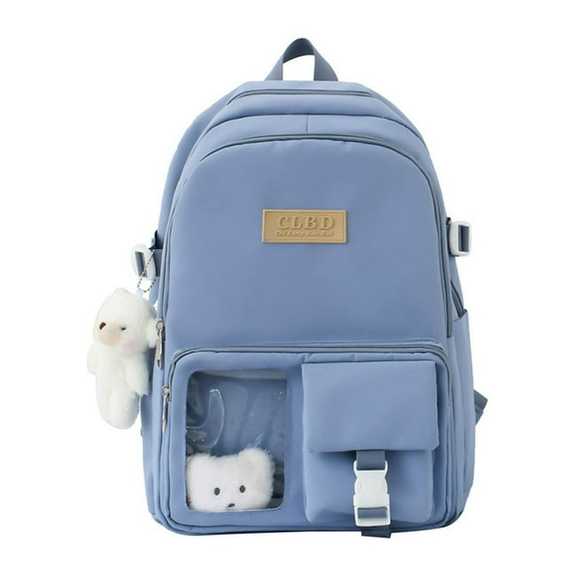 Casual Schoolbag Nylon Bookbag Multi-pocket Preppy Style Knapsack (Pink)