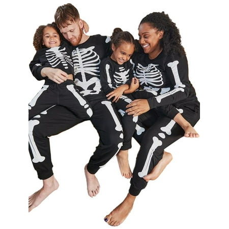 

Sunisery Family Halloween Pajamas Skeleton Holiday Sleepwear Matching Christmas Pjs for Family Photography Outfit
