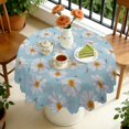 thumbnail image 4 of Round Tablecloth 60 Inch Daisy Floral Design Table Cover Wrinkle Free Dining Kitchen, 4 of 5