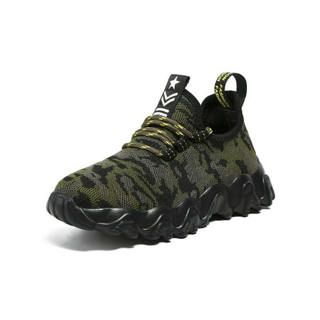 

Woobling Boy s Mesh Cloth Sneakers School Lightweight Round Toe Athletic Gym Breathable Camouflage Sport Trainers