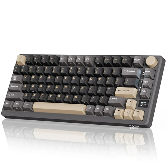RK ROYAL KLUDGE M75 Wireless Mechanical Keyboard 2.4Ghz/BT5.1/USB-C Gaming Keyboard 75% Layout 81 Keys Gasket Mount with OLED Display & Knob RGB Backlight