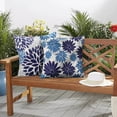 thumbnail image 6 of KWLET Square Outdoor Throw Pillow Cover Blue Daisy Pattern Waterproof Linen for Sofa Patio Set of 4 18"x18", 6 of 7