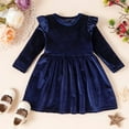 thumbnail image 4 of LEEYNEER Toddler Baby Girls Velvet Dress Ruffle Long Sleeve A-line Casual Princess Party Dresses Playwear Fall Winter, 4 of 5