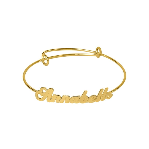 Personalized Adjustable Name Bangle Bracelet. Script Font