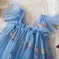 thumbnail image 4 of NIEWTR Toddler Baby Girl Tutu Tulle Butterfly Wings Dress Star Print Square Neck Sleeveless Layered Tulle Dress Xmas Photoshoot Size 0-5Y(A08-Blue,6-12 Months), 4 of 8