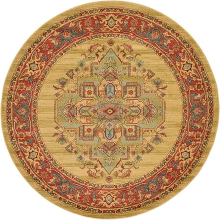 Get The Unique Loom Indoor Round Fl, Brown And Red Circle Rug
