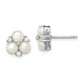 thumbnail image 1 of White Sterling Silver Earring Button Women'S Cubic Zirconia CZ Clear Pearl Freshwater 11 mm, 1 of 2