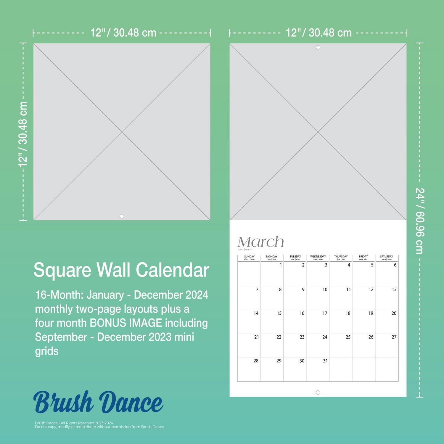 Brush Dance Japanese Gardens 2024 12x24 Inch Square Wall Calendar, 9781975469962