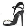 thumbnail image 3 of Lanvin Saes Black Suede Pearl Fashion Embellished Ankle Suede High Heel Sandals (Black Suede, 9), 3 of 4