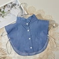 thumbnail image 3 of Collar Denim Blue Ruffle Edge Detachable False Dickey Blouse Top Decorative Cotton Mock Collars Half Shirt Button Up Adjustable Strap, 3 of 7