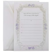 Angle View: JAM Wedding Fill, In Invitations Set, 25/Pack, Blue Rose with Metallic Border