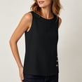 thumbnail image 6 of cocolona Summer Tank Tops for Women Crew Neck Sleeveless Side Split Button Shirts Trendy Casual Solid Color Blouses, 6 of 6
