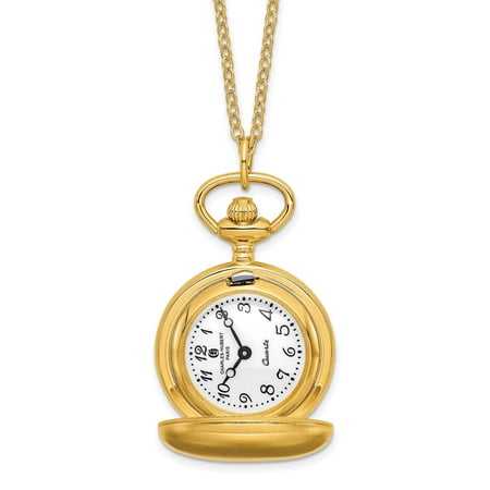 Charles-Hubert Paris Women's Hunter Case Pocket Watch in Satin Brass Finish