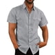thumbnail image 1 of Camisa con Botones para Hombre Manga Corta Doble Bolsillo Color Puro Transpirable Camisa Informal para Hombre para Fiesta de Trabajo Diaria Gris L, 1 of 6