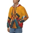 thumbnail image 3 of Wukai Colorful Sweaters And Strings Print Men's Zip-Up Hoodie,Fleece Full-Zip Hoodie for Men, Hooded Sweatshirt-X-Large, 3 of 5