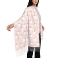 thumbnail image 3 of Women's Fashion Tassel Scarf, Pink Cute Cat Pattern Long Shawl, Lightweight and Warm, 3 of 9