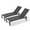 Black Fabric & DarkGrey Frame, variant on Pellebant Set of 2 Patio Outdoor Chaise Aluminum Adjustable Lounge Chairs , Beige