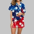 thumbnail image 6 of Simua Button Dowm Pajamas for Women, Women's Independence Day Print Short Sleeve Lapel Shirts with Shorts Summer Soft Home Wear Set, Size S-XXL, 6 of 7