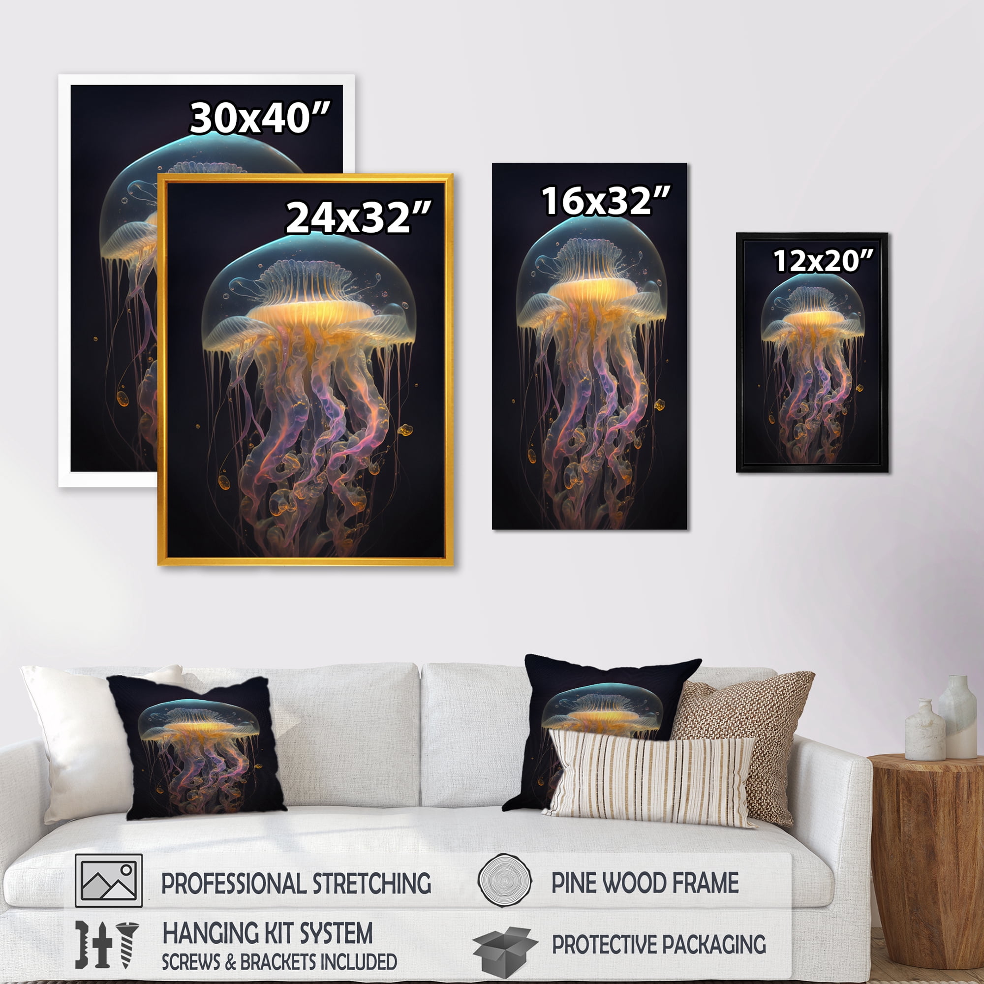 Designart Jellyfish I Canvas Wall Art
