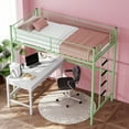 thumbnail image 3 of Zimtown Upgrated Twin Loft Bed with Ladder Metal Bunk Bed with Flat Step Ladder, Green, 3 of 8