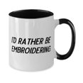 thumbnail image 2 of I'd Rather Be Embroidering. Two Tone 11oz Mug, Embroidery Cup, Cute Gifts For Embroidery, 2 of 2