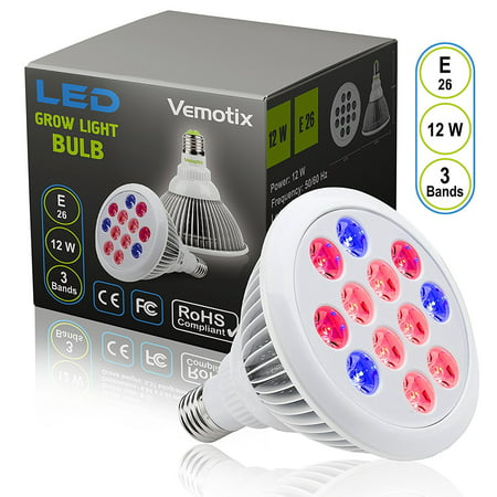 12W LED Grow Light Bulb by Vemotix Plant  Light Bulb E26 