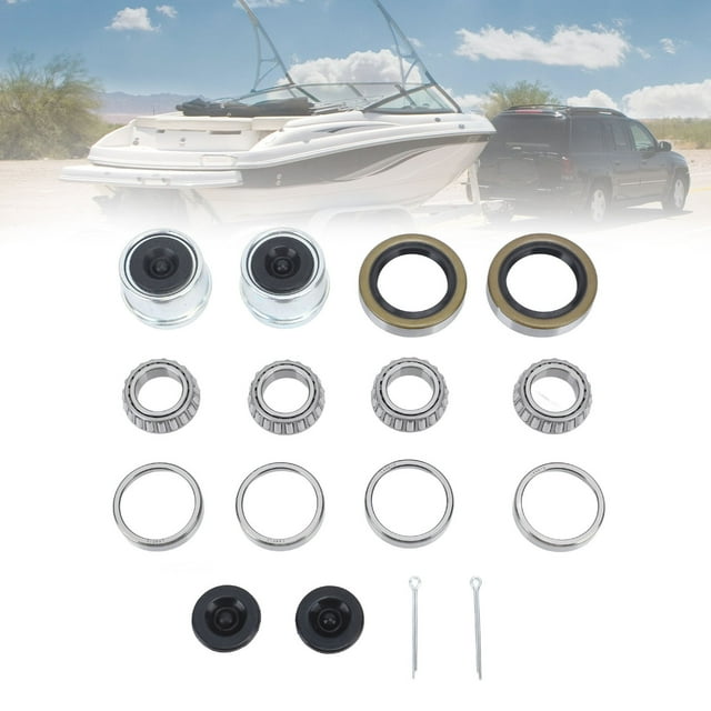 Kit de Roulement d'Axe de Remorque, Moyeu de Roue de Remorque 16 Pcs Bouchons en Caoutchouc pour 1-1/16 Po 2000 à 2200 Lbs