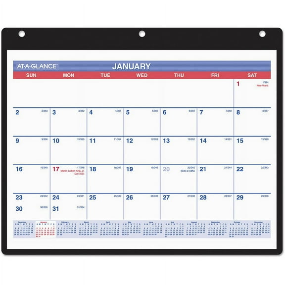 At-A-Glance Products B1250140 Monthly Desk & Wall Calendar with Plastic Backboard & Bonus Pages - Jan-Dec - 2025 - White