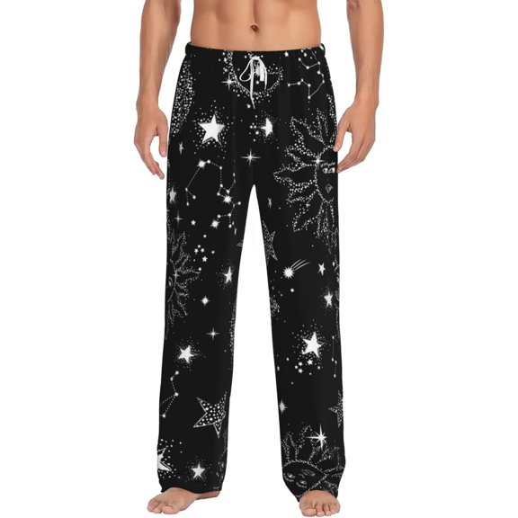 Vsdgher Space Galaxy Print Mens Pajama Pants Sleep & Lounge Pants, PJ Bottoms With elastic waistb and Pockets