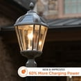 thumbnail image 3 of Gama Sonic Outdoor Solar Post Light, Weathered Bronze Finish Aluminum, Royal Bulb, Beveled Glass, 3-inch Fitter for Lamp Posts or Pier Mount (Sold Separately) 98B312, 3 of 8