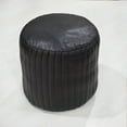 thumbnail image 3 of BBH Homes Handmade Beige Leather Round Pouf Ottoman BBBACPF0008 Indoor Decor, 3 of 9