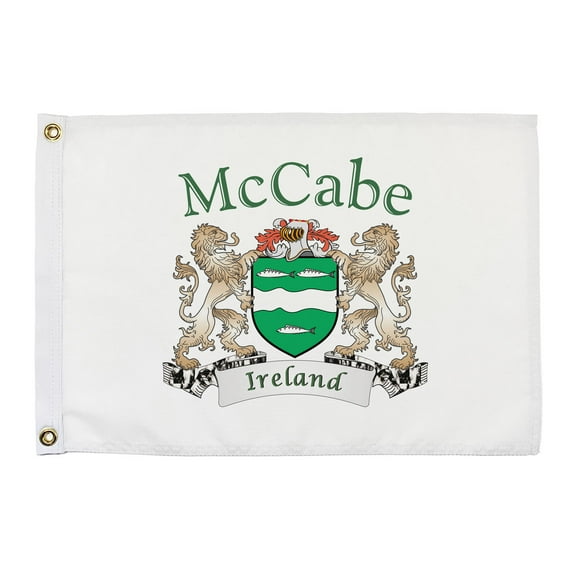 McCabe Irish Coat of Arms Small White Flag - 16"x10.5" inches