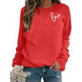 thumbnail image 6 of GUZOM Valentine's Day Red Love Graphic Sweatshirt for Women - Crew Neck Long Sleeve Relaxed Fit 100% Polyester Machine Washable Casual Festive Top,Size L, 6 of 8