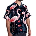 thumbnail image 2 of Flamingo Tropical Rainforest Men's Short Sleeve Spread Collar Tops, Casual Button Down Shirts, Printed Summer Beach Shirts, Unisex, 2 of 6