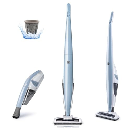 Aspiradora de mano inalámbrica Kenmore DS1020 de 16 V, ligera, 2 en 1, con faro LED y control de potencia de 2 velocidades para pisos de madera, alfombras y pelo de mascotas, 16 voltios, gris azulado