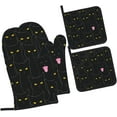 thumbnail image 2 of Cute Black Cats Oven Mitts and Pot Holders Sets of 4，Heat Resistant Kitchen Microwave Gloves Non-Slip Pot Pads for Grilling Baking Cooking BBQ, 2 of 6